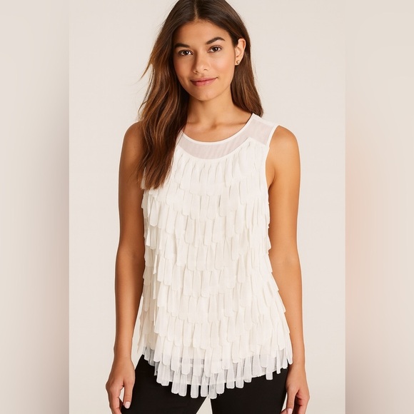 Ann Taylor Tops - NWT Ann Taylor Cream Fringe Top